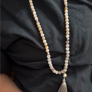 Elegant Beaded Necklace with Tassel